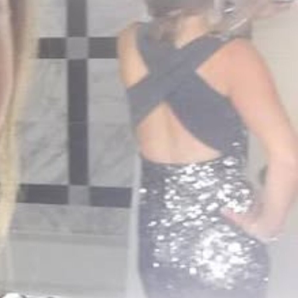 Fredericks of Hollywood Silver sequin criss cross back dress size Med - Picture 14 of 15